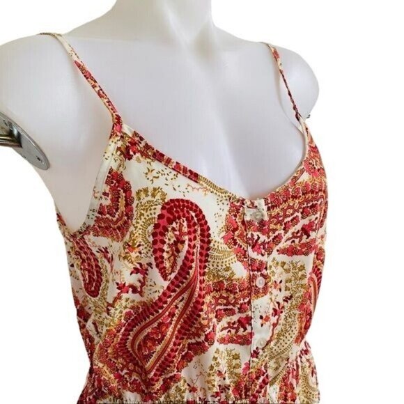 Forever 21 Y2K Paisley Floral Orange Multi Color Button Dress Size M - Picture 5 of 10